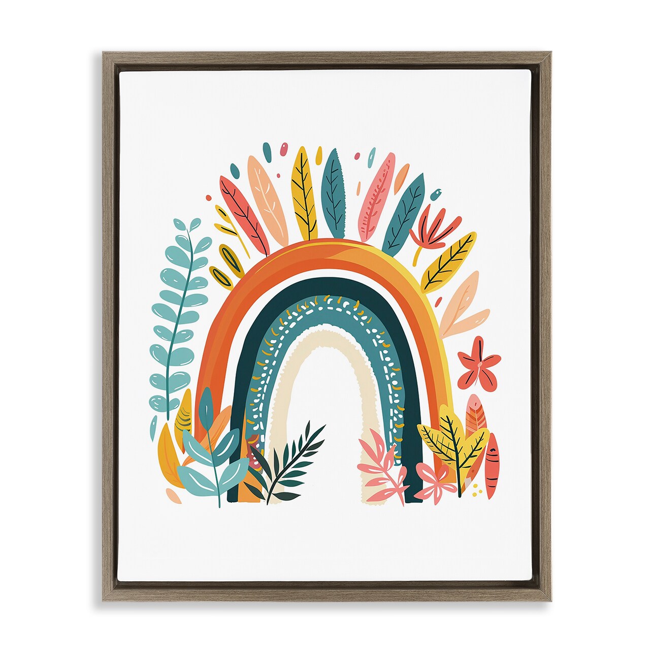 Stupell Industries Boho Rainbow Blooms Floater Framed Canvas Wall Art Design by LSR Design Studio